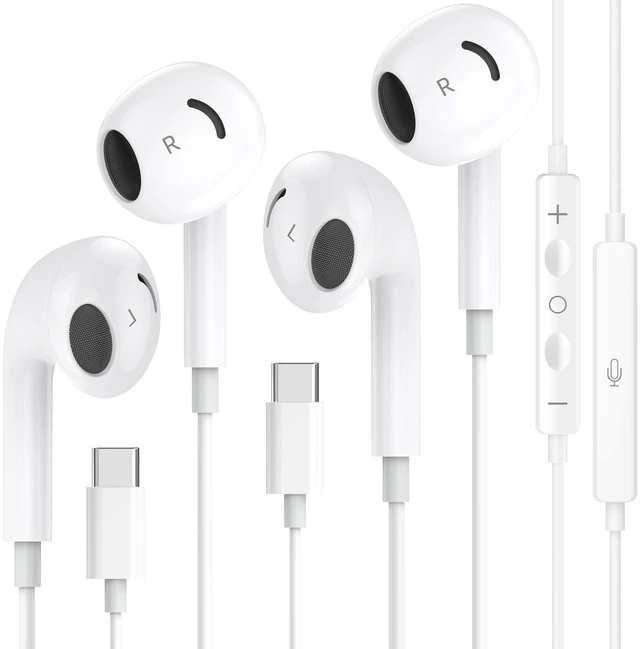 Main image of USB-C Earbuds Wired USB C Headphones for iPhone 17 16 15 Pro Max (2Packs) | USBC Ear Buds Corded with Mic & Volume Control Stereo Noise Isolation,Type C Earphones for Samsung Galaxy S26 S25 S24