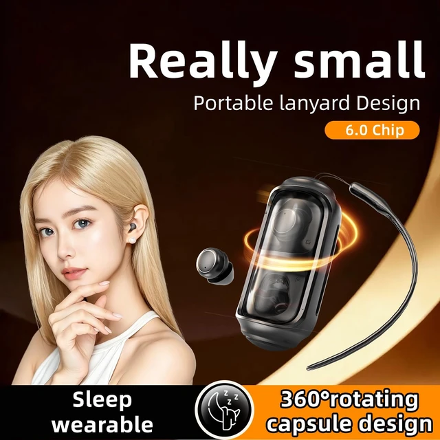 Alt view image 6 of 7 - Mini Wireless Earbuds Bluetooth 6.0 in Ear Light-Weight Headphones,with 360-degree Rotating Charging case,ENC Noise Cancelling, Ergonomic Sport Headphone Headset for Gym/Running/Work(Green)