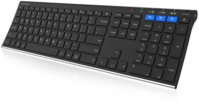 Main image of HB192 Universal Bluetooth Keyboard Multi-Device Stainless Steel Full Size Wireless Keyboard for Windows iOS Android Computer Desktop Laptop Surface Tablet Smartphone Rechargeable Battery