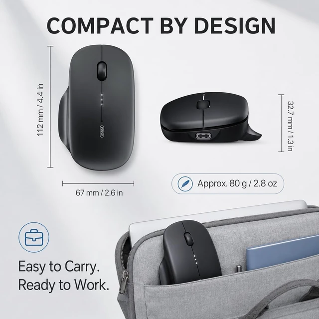 Alt view image 6 of 7 - Wireless Mouse for Laptop, 2.4G Rechargeable Computer Mouse 2400DPI | Quiet Office Cordless USB Mice with Nano Receiver Lightweight Adjustable DPI, Portable Travel Slim Mouse for PC, Mac, Tablet