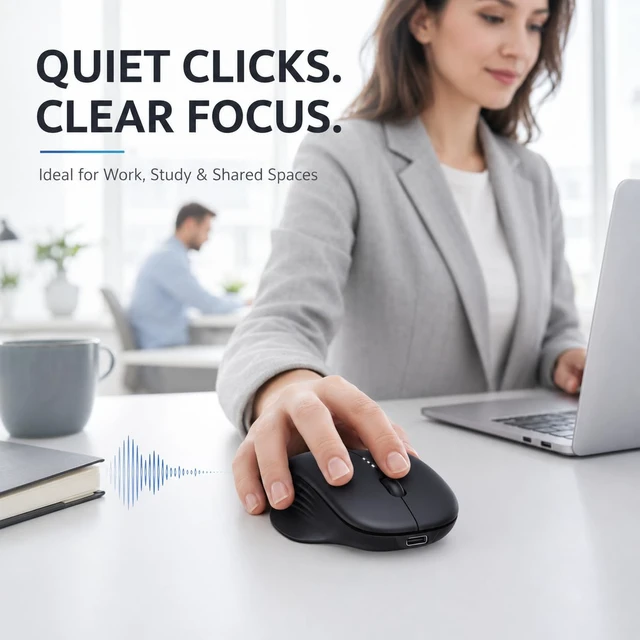Alt view image 7 of 7 - Wireless Mouse for Laptop, 2.4G Rechargeable Computer Mouse 2400DPI | Quiet Office Cordless USB Mice with Nano Receiver Lightweight Adjustable DPI, Portable Travel Slim Mouse for PC, Mac, Tablet