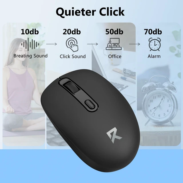 Alt view image 4 of 7 - Wireless Mouse, Bluetooth and 2.4G USB A Dual Mode, Black | 4000 DPI Ergonomic Silent Ambidextrous Compact Mini Portable Cordless Mouse for PC Laptop iPad MacBook