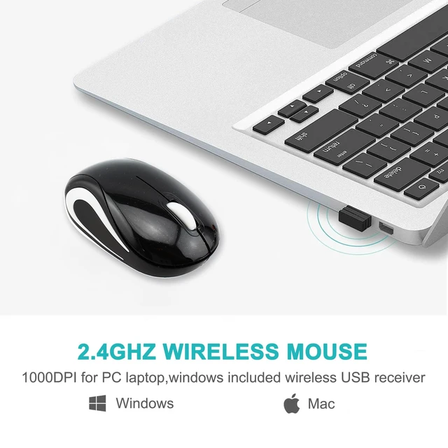 Alt view image 2 of 7 - Wireless Cute Mini Computer Mouse - Small Size, Portable, Compact Travel USB Optical 3 Buttons 1000 DPI Cordless Mouse for Laptop PC Computer Notebook MacBook Kids Girl Gift (Black)