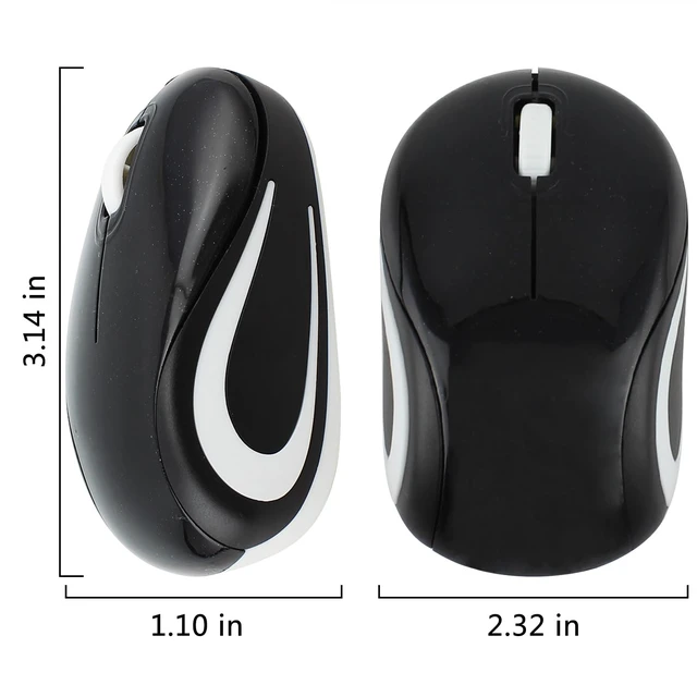 Alt view image 7 of 7 - Wireless Cute Mini Computer Mouse - Small Size, Portable, Compact Travel USB Optical 3 Buttons 1000 DPI Cordless Mouse for Laptop PC Computer Notebook MacBook Kids Girl Gift (Black)