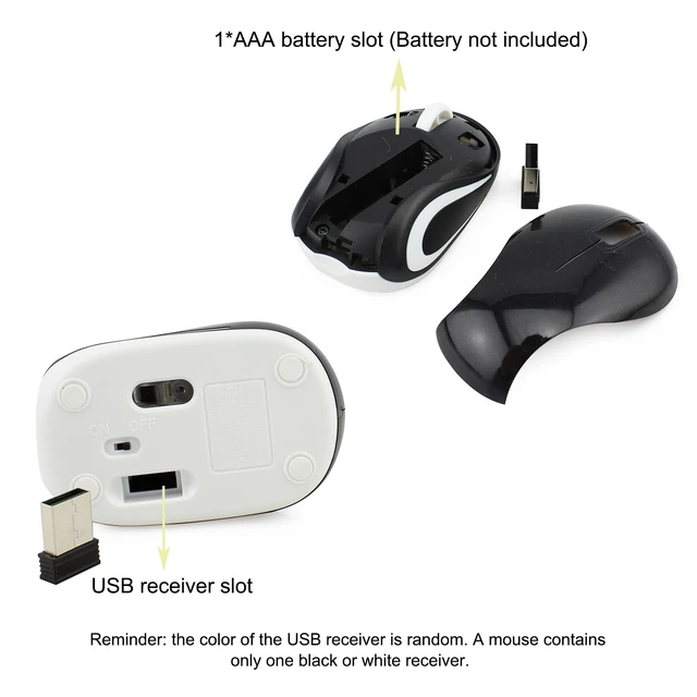 Alt view image 6 of 7 - Wireless Cute Mini Computer Mouse - Small Size, Portable, Compact Travel USB Optical 3 Buttons 1000 DPI Cordless Mouse for Laptop PC Computer Notebook MacBook Kids Girl Gift (Black)