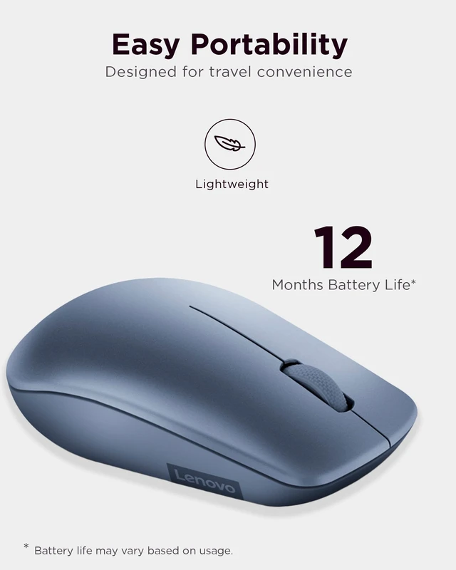 Alt view image 5 of 7 - 530 Wireless Mouse with Battery, 2.4GHz Nano USB, 1200 DPI Optical Sensor, Ergonomic for Left or Right Hand, Lightweight, GY50Z18986, Abyss Blue