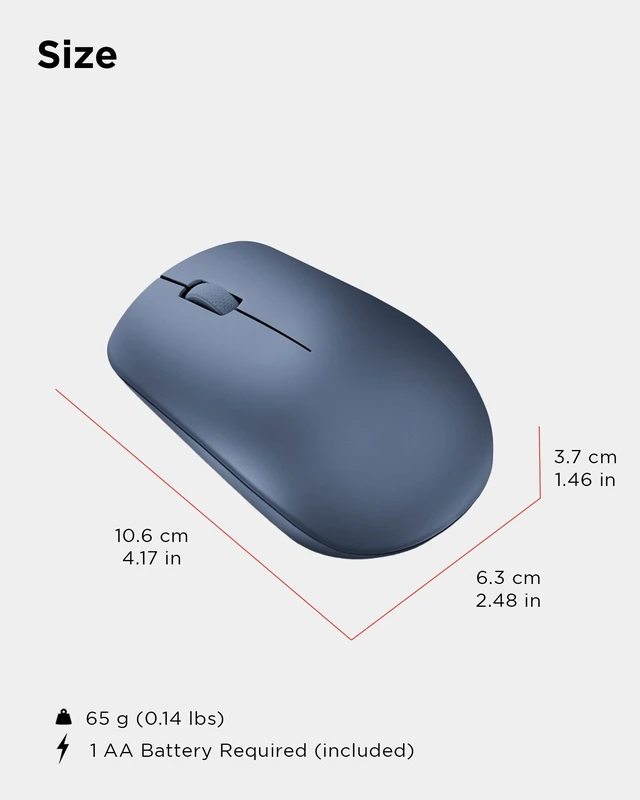 Alt view image 7 of 7 - 530 Wireless Mouse with Battery, 2.4GHz Nano USB, 1200 DPI Optical Sensor, Ergonomic for Left or Right Hand, Lightweight, GY50Z18986, Abyss Blue