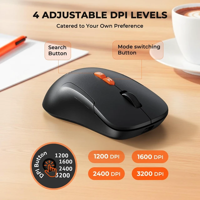 Alt view image 7 of 7 - Wireless Keyboard Mouse Combo, Ergonomic Bluetooth Rechargeable | Ergonomic keyboard with wrist rest and tablet stand, scissor switches, USB/Bluetooth connection, 4 DPI mouse for Windows/Mac