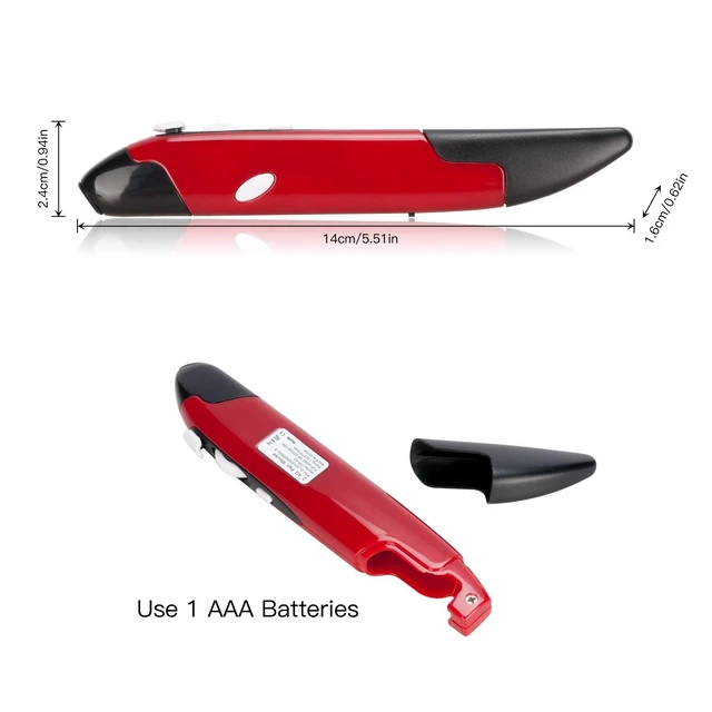 Alt view image 6 of 7 - Wireless Optical Pocket Pen Mouse, 2.4GHZ USB Wireless Optical Pen Mouse 800/1200/1600 DPI Adjustable Handwriting Mini Mice for PC Laptop Notebook Computer Mac (Red)