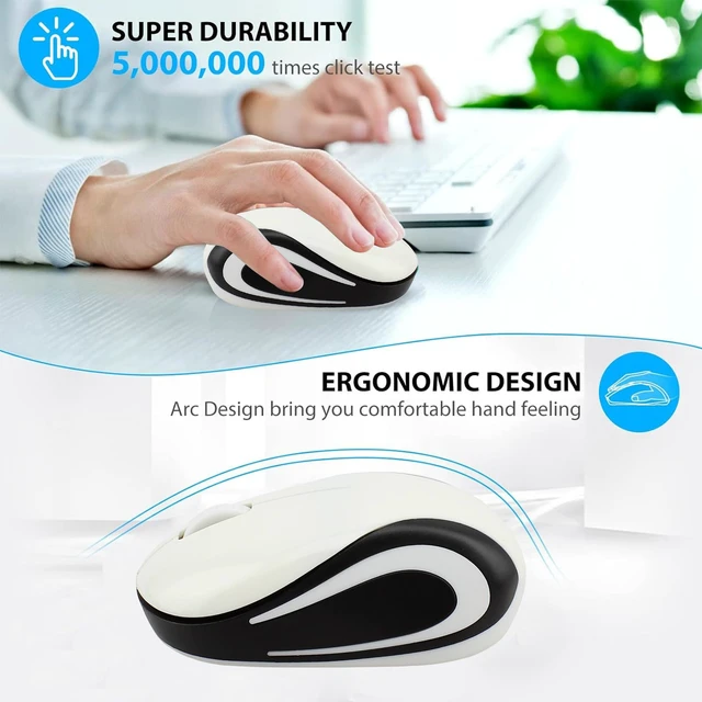 Alt view image 3 of 7 - Wireless Mouse Cute Mini Computer Mouse for Laptop-Small Size Pocket Portable Compact Travel USB Optical Mice 3 Buttons 1000 DPI Cordless Mouses for PC Computer Notebook MacBook Kids Girl Gift(White)