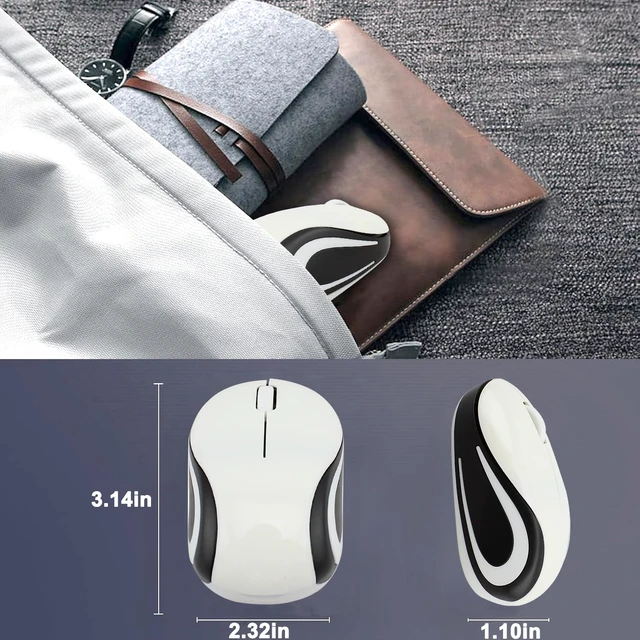 Alt view image 5 of 7 - Wireless Mouse Cute Mini Computer Mouse for Laptop-Small Size Pocket Portable Compact Travel USB Optical Mice 3 Buttons 1000 DPI Cordless Mouses for PC Computer Notebook MacBook Kids Girl Gift(White)