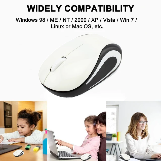 Alt view image 4 of 7 - Wireless Mouse Cute Mini Computer Mouse for Laptop-Small Size Pocket Portable Compact Travel USB Optical Mice 3 Buttons 1000 DPI Cordless Mouses for PC Computer Notebook MacBook Kids Girl Gift(White)