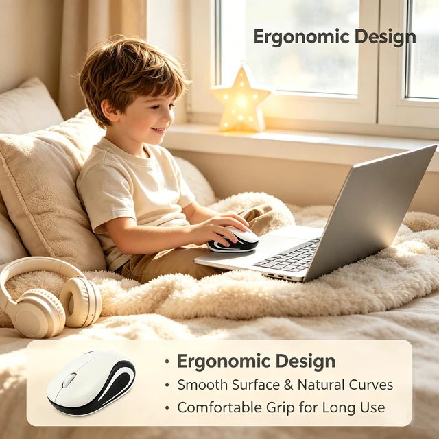Alt view image 6 of 7 - Wireless Mouse Cute Mini Computer Mouse for Laptop-Small Size Pocket Portable Compact Travel USB Optical Mice 3 Buttons 1000 DPI Cordless Mouses for PC Computer Notebook MacBook Kids Girl Gift(White)