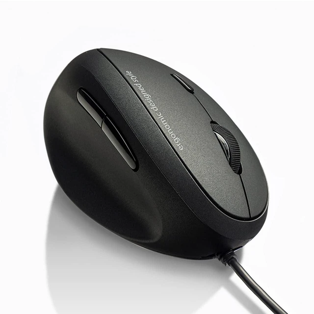 Main image of Left Hand Ergonomic Mouse, Wired Lefty Mouse for Small & Medium Hands | 1000/1600/2400/3200 DPI, Reduce Wrist Strain, Leftie USB Ergo Mice, Plug & Play, Compatible Win, Mac, Office, Home, Black