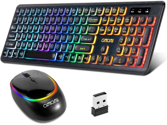 Main image of Wireless Rechargeable Keyboard and Mouse CHONCHOW W300 | LED Combo RGB Backlit Silent USB 2.4G Mini Mice Big Battery compatible with Windows Mac Linux with User Manual