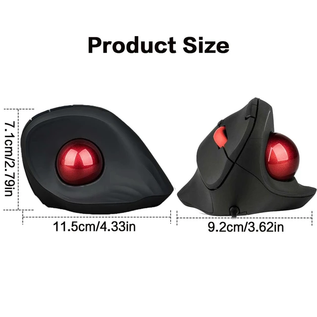 Alt view image 2 of 7 - Wired Trackball Mouse 6-Button Ergonomic Design with CPI Switch (400/800/1200/1600), Red LED Indicator, 250Hz Polling Rate, Plug & Play, for PC, Laptop, Desktop (Red)