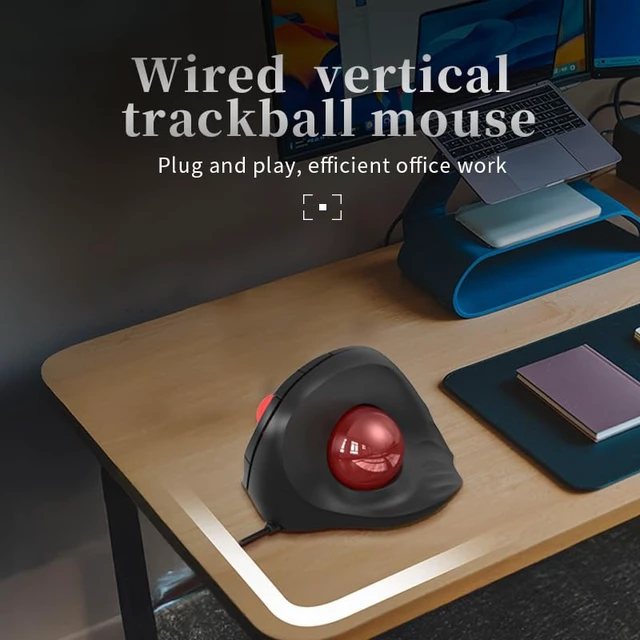 Alt view image 6 of 7 - Wired Trackball Mouse 6-Button Ergonomic Design with CPI Switch (400/800/1200/1600), Red LED Indicator, 250Hz Polling Rate, Plug & Play, for PC, Laptop, Desktop (Red)