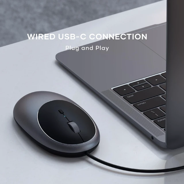 Alt view image 3 of 6 - Aluminum C1 Wired USB-C Mouse, Optical Sensor, Space Gray | Compact design, for MacBook, iPad, iPad mini, Mac mini, iMac