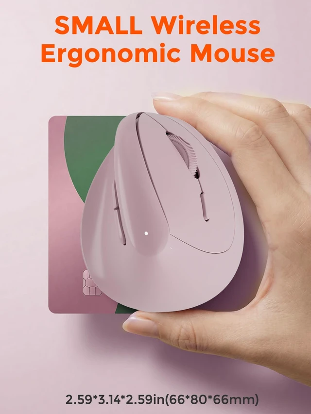 Alt view image 2 of 7 - Ergonomic Vertical Wireless Mouse for Small Hands | 64° Ergonomic Design,Type-C Rechargeable Silent Click,2.4GHz / BT Dual Mode,3 Device Connectivity for PC/Laptop