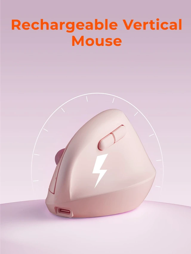 Alt view image 4 of 7 - Ergonomic Vertical Wireless Mouse for Small Hands | 64° Ergonomic Design,Type-C Rechargeable Silent Click,2.4GHz / BT Dual Mode,3 Device Connectivity for PC/Laptop
