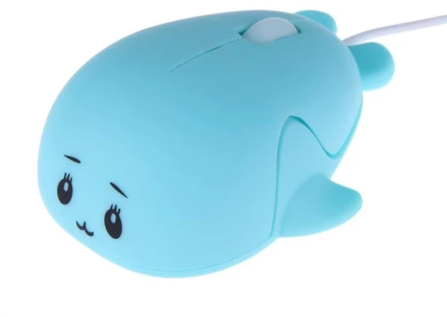 Main image of Cute Animal Baby Dolphin Shape USB Wired Mouse 1600 DPI Optical Mice Mini Small Kids Children Mice Gift for Boy Girl Men Women Kids Mom Dad Boyfriend Daughter for PC Laptop Computer (Blue)