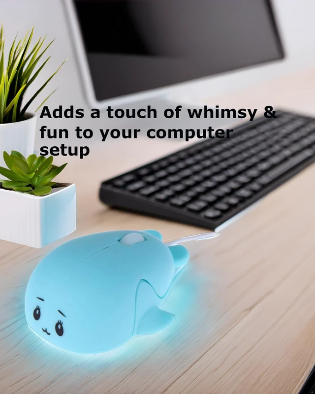 Alt view image 3 of 7 - Cute Animal Baby Dolphin Shape USB Wired Mouse 1600 DPI Optical Mice Mini Small Kids Children Mice Gift for Boy Girl Men Women Kids Mom Dad Boyfriend Daughter for PC Laptop Computer (Blue)