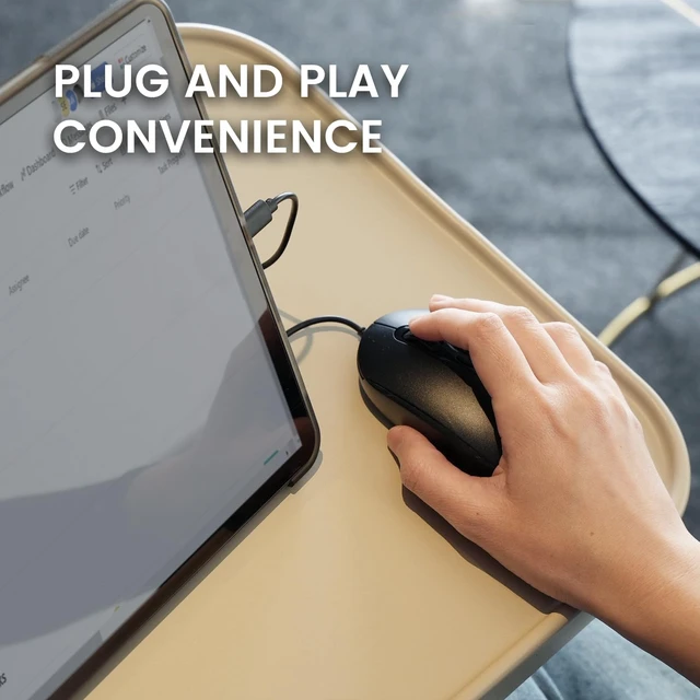 Alt view image 4 of 7 - PERIMICE-222CB2 Wired USB-C Mouse - Reliable 60cm USB-C Cable for Laptop or Tablet - Quiet Click - Black