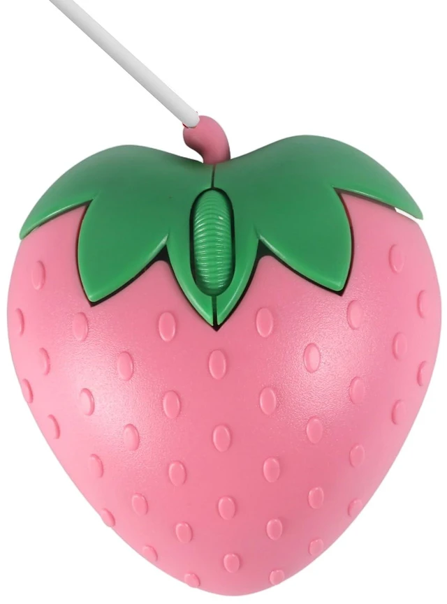 Main image of Wired Mouse Cute Pink Fruit Strawberry Shape Mice, Silent Portable Lightweight USB Girly Optical Corded Mice for Chromebook PC Laptop Mac Computer Desktop Notebook Kids Girl Women Office School Gift