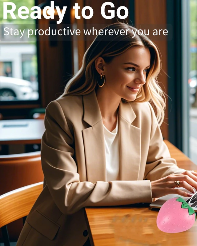 Alt view image 2 of 6 - Wired Mouse Cute Pink Fruit Strawberry Shape Mice, Silent Portable Lightweight USB Girly Optical Corded Mice for Chromebook PC Laptop Mac Computer Desktop Notebook Kids Girl Women Office School Gift