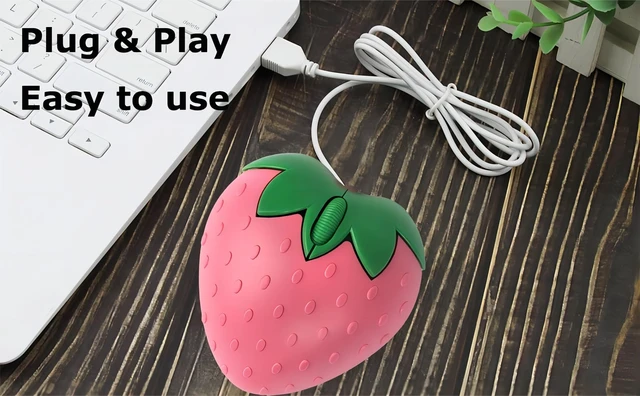 Alt view image 6 of 6 - Wired Mouse Cute Pink Fruit Strawberry Shape Mice, Silent Portable Lightweight USB Girly Optical Corded Mice for Chromebook PC Laptop Mac Computer Desktop Notebook Kids Girl Women Office School Gift