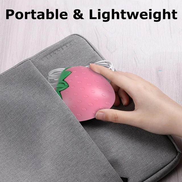 Alt view image 5 of 6 - Wired Mouse Cute Pink Fruit Strawberry Shape Mice, Silent Portable Lightweight USB Girly Optical Corded Mice for Chromebook PC Laptop Mac Computer Desktop Notebook Kids Girl Women Office School Gift