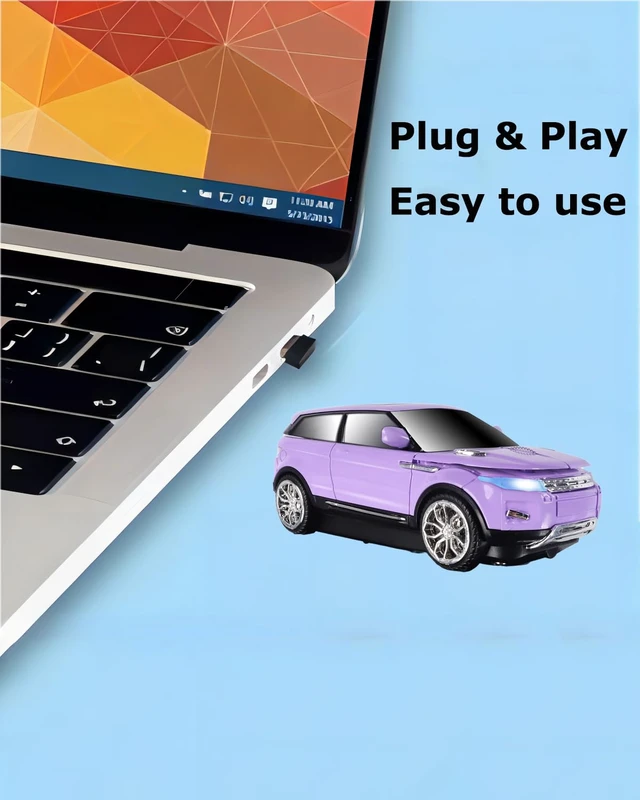 Alt view image 6 of 7 - Wireless Mouse Cute Purple Car Mice, Portable Compact Novelty Cool Fun Mice, Funny USB Mouse for Laptop PC Computer Tablet Macbook Kids Girl Boy Women Men Mom Dad Small Hands Travel Office School Gift
