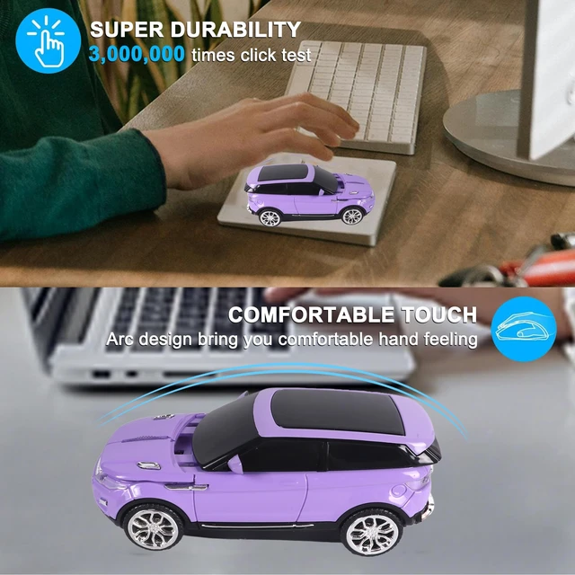 Alt view image 5 of 7 - Wireless Mouse Cute Purple Car Mice, Portable Compact Novelty Cool Fun Mice, Funny USB Mouse for Laptop PC Computer Tablet Macbook Kids Girl Boy Women Men Mom Dad Small Hands Travel Office School Gift