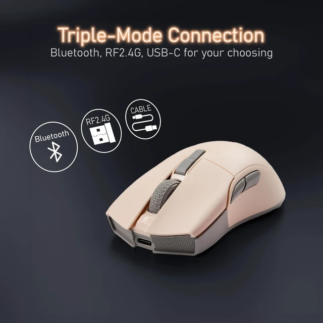Alt view image 2 of 7 - M31R Wireless Gaming Mouse - Tri-Mode 2.4G/Bluetooth/USB-C - 26K DPI | USB-C Detachable Cable Gaming Mouse, Kailh GM8.0 Mouse Switches, Advanced PixArt PAW3395 Optical Sensor (Beige)
