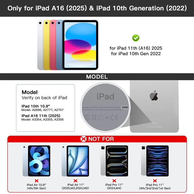 Alt view image 2 of 7 - for iPad 11th (A16)/10th Generation Keyboard Case & Mouse Combo | Detachable Wireless Keyboard, 7-Color Backlight, Slim Case with Pencil Holder, USB-C Rechargeable, Black
