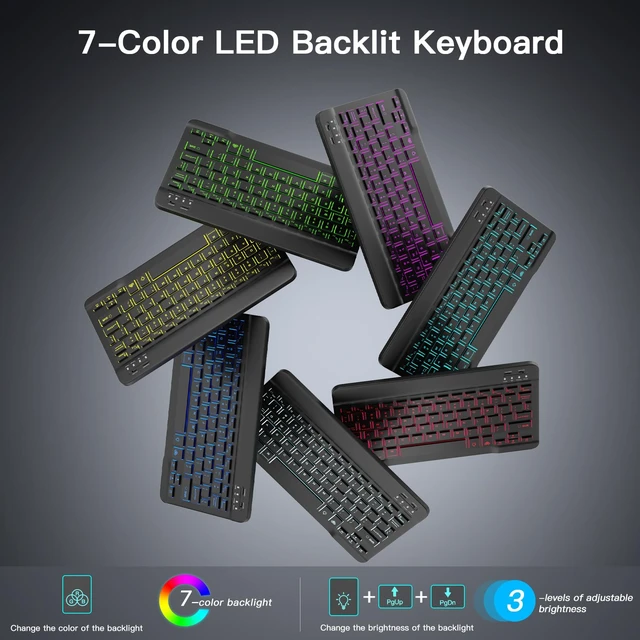 Alt view image 4 of 7 - for iPad 11th (A16)/10th Generation Keyboard Case & Mouse Combo | Detachable Wireless Keyboard, 7-Color Backlight, Slim Case with Pencil Holder, USB-C Rechargeable, Black