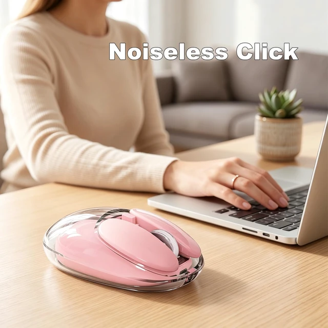 Alt view image 2 of 7 - Wireless Mouse Pink 2.4G, Bluetooth Silent Adjustable DPI Gaming Mice with USB Receiver for Laptop PC Computer Windows Desktop