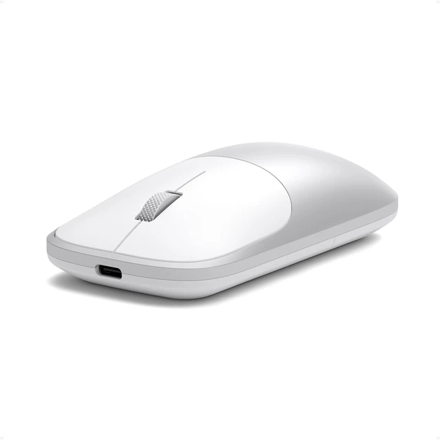 Main image of Slim EX Wireless Mouse, Bluetooth & 2.4 GHz, Quiet Clicks, Silver | Quiet clicks, anodized aluminum shell, rechargeable battery, for macOS, Windows, iPadOS, Android
