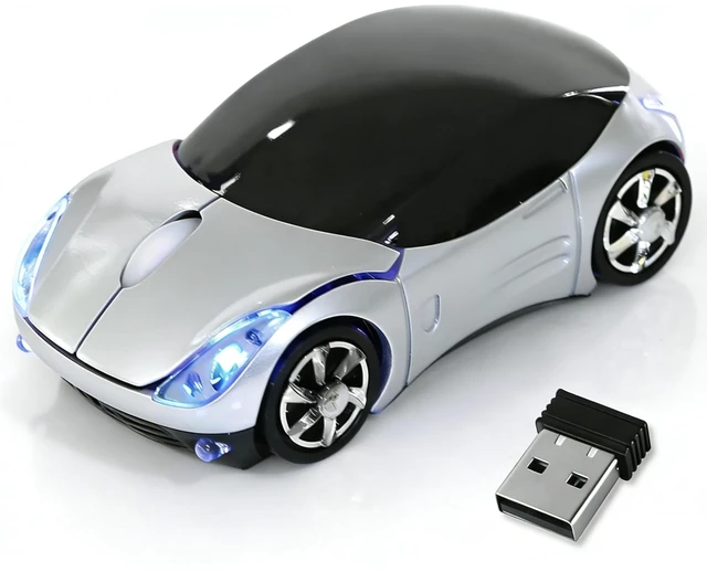 Main image of Silver Wireless MouseMini Car Computer Mouse1600DPI 2.4G with USB Receiver, Ergonomic Cute Computer Mice for Laptop, PC, Windows, Mac OS (Silver)