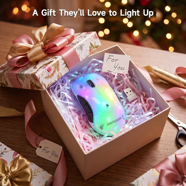 Alt view image 6 of 7 - memzuoix 2.4G Aesthetic Wireless Mouse - Customizable Covers & LED Mood Lighting - Rechargeable Ergonomic Design, 5 Buttons, 1400 DPI for Office, Laptop, Mac - White