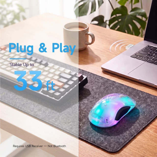 Alt view image 7 of 7 - memzuoix 2.4G Aesthetic Wireless Mouse - Customizable Covers & LED Mood Lighting - Rechargeable Ergonomic Design, 5 Buttons, 1400 DPI for Office, Laptop, Mac - White
