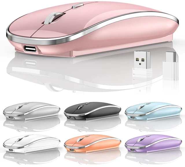 Main image of Wireless Mouse, BT5.4/2.4GHz Dual-Mode, Silent Clicks,(Rose Gold) | Rechargeable with USB-C & USB-A Dual Receiver, Slim Portable, Compatible with PC, Laptop & Mac for Work & Travel