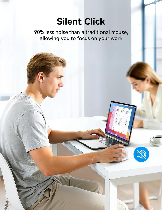 Alt view image 7 of 7 - Ergonomic Mouse, BT5.3/2.4G, Silent Wireless Vertical, Rechargeable | 6 Adjustable DPI, USB A Receiver, Switch Between 3 Devices, 6 Buttons, Long Battery Life, Wide Compatibility, White