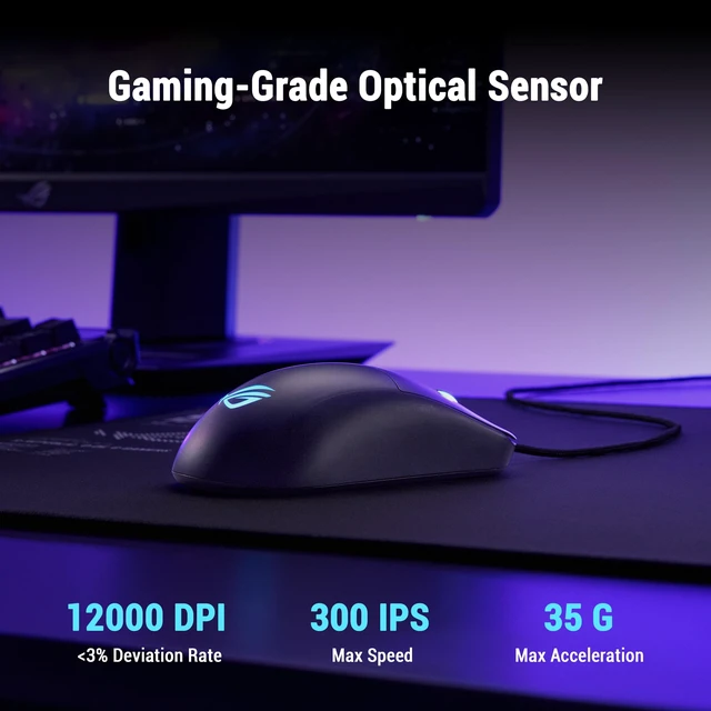 Alt view image 3 of 6 - ROG Harpe Mini Core Wired Gaming Mouse, Wired USB - Black | Small Compact Design, Right-Handed, 52g Lightweight, 12K DPI, Pro-Approved, Gear Link Web-Based Configuration, PC/Mac Support