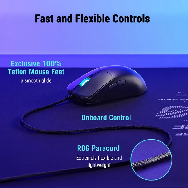 Alt view image 5 of 6 - ROG Harpe Mini Core Wired Gaming Mouse, Wired USB - Black | Small Compact Design, Right-Handed, 52g Lightweight, 12K DPI, Pro-Approved, Gear Link Web-Based Configuration, PC/Mac Support