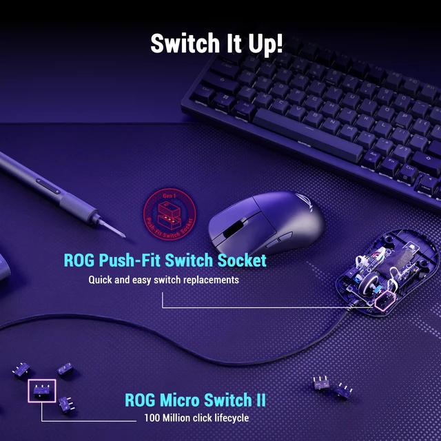 Alt view image 4 of 6 - ROG Harpe Mini Core Wired Gaming Mouse, Wired USB - Black | Small Compact Design, Right-Handed, 52g Lightweight, 12K DPI, Pro-Approved, Gear Link Web-Based Configuration, PC/Mac Support