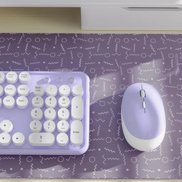Alt view image 4 of 6 - Colorful Wireless Keyboard and Mouse Combo Purple White | Full-Sized Office Keyboard with Typewriter Flexible Keys, 2.4GHz Dropout-Free Connection, Optical Mouse for PC Laptop