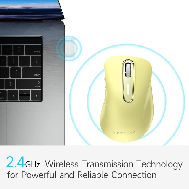 Alt view image 2 of 7 - 2.4G Wireless Mouse, 1400 DPI Computer Mice USB Receiver, Portable Wireless USB Mouse Battery Powered Cordless Mice for Laptop, PC, Desktop, 5 Buttons (Light Yellow)