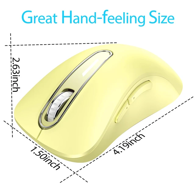 Alt view image 3 of 7 - 2.4G Wireless Mouse, 1400 DPI Computer Mice USB Receiver, Portable Wireless USB Mouse Battery Powered Cordless Mice for Laptop, PC, Desktop, 5 Buttons (Light Yellow)
