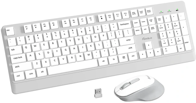 Main image of Wireless Keyboard and Mouse Combo Quiet for PC, Laptop and Mac - Grey | Single USB-A Receiver, Full Size with Number Pad, Silent, Low-Profile, Light Weight, Work with Windows/Mac for Home & Office